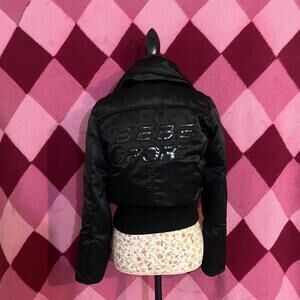 y2k black bebe short puffer jacket